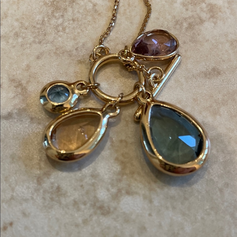 LOFT Gold Necklace with Blue and Purple Accents